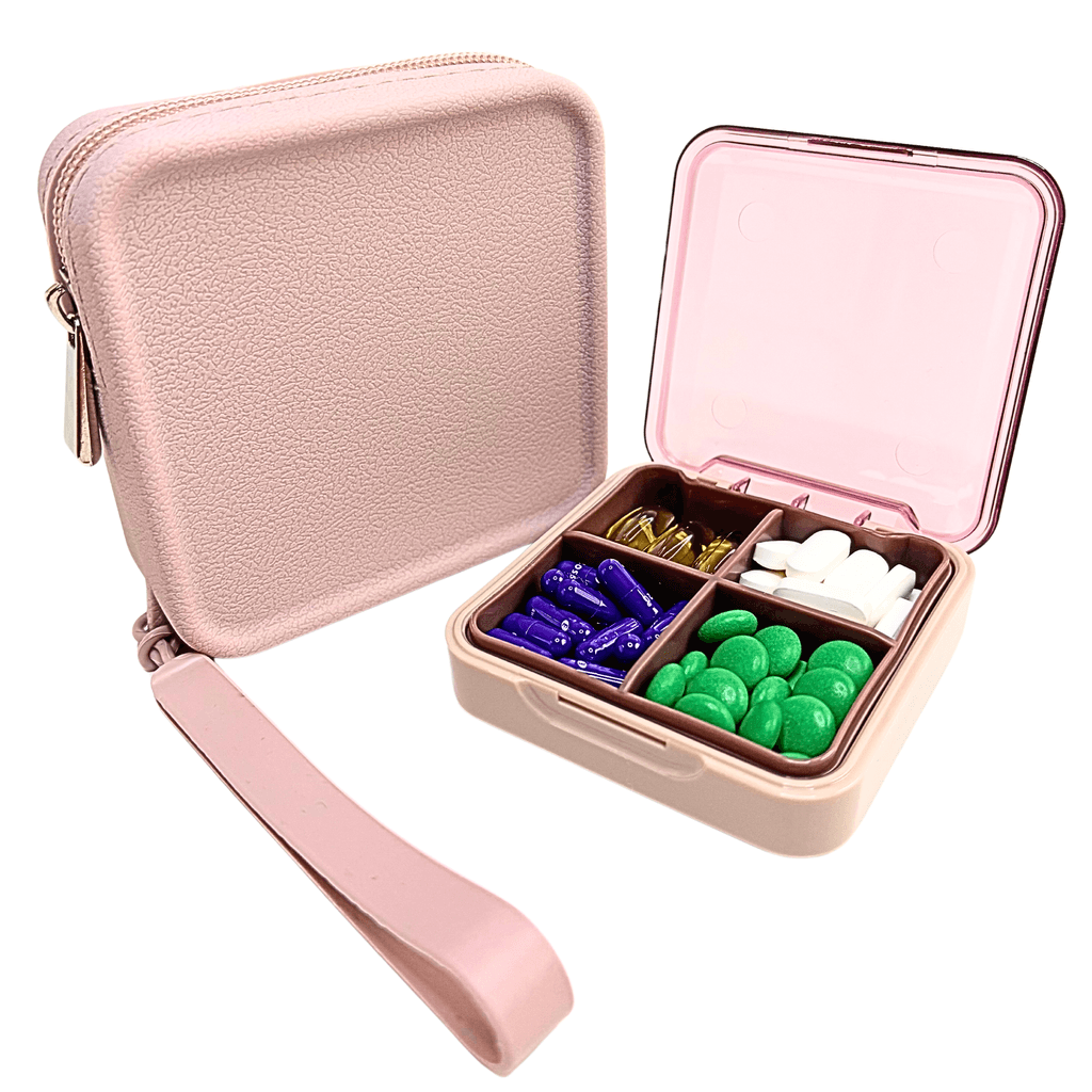Pink Travel Pill Organizer with Silicone Pouch - Complete your medication management routine with this perfectly paired product